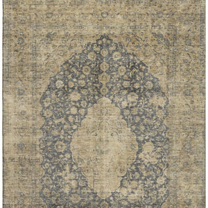 HomeRoots 9' Charcoal Gray & Beige Medallion Area Rug - Washable, UV-Protected, Stain-Resistant Comfort for Homes 696301