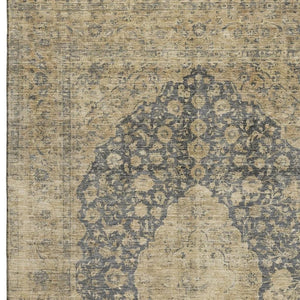 HomeRoots 10' Charcoal Gray & Beige Medallion Washable Area Rug - Stain Resistant, UV Protected & Stylish! 696302