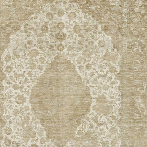 HomeRoots 5' X 8' Ivory and Beige Medallion Area Rug - Washable, Stain-Resistant, UV Protected for Durability 696304