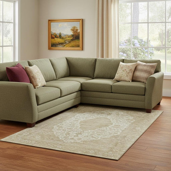 HomeRoots 8' X 10' Ivory and Beige Medallion Area Rug - Washable, UV Protected, Soft, Stain Resistant, Non-Slip! 696306
