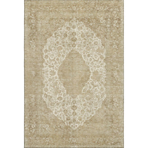 HomeRoots 9' X 12' Ivory & Beige Medallion Area Rug - Soft, Stain-Resistant, UV-Protected for High-Traffic Spaces 696307