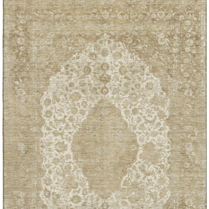 HomeRoots 9' X 12' Ivory & Beige Medallion Area Rug - Soft, Stain-Resistant, UV-Protected for High-Traffic Spaces 696307