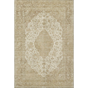 HomeRoots 9' X 12' Ivory & Beige Medallion Area Rug - Soft, Stain-Resistant, UV-Protected for High-Traffic Spaces 696307