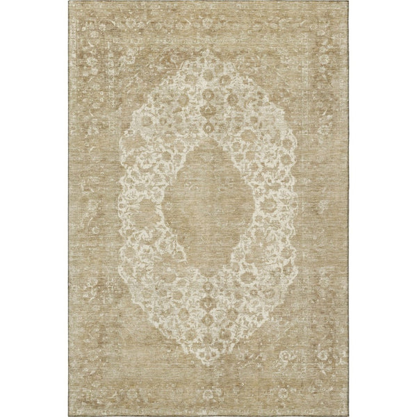 HomeRoots 9' X 12' Ivory & Beige Medallion Area Rug - Soft, Stain-Resistant, UV-Protected for High-Traffic Spaces 696307
