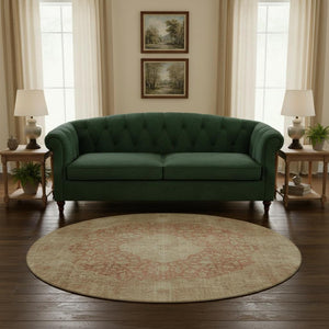 HomeRoots 8' Elegant Rust & Beige Medallion Round Rug – Washable, UV Protected, Durable for Busy Homes 696311