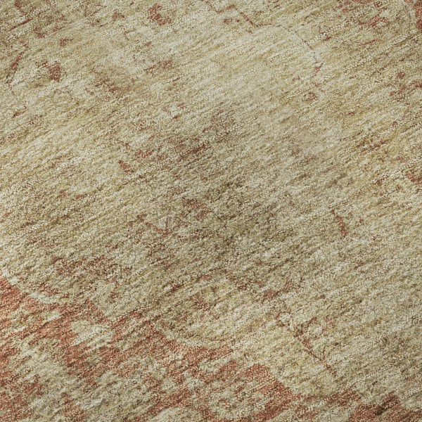 HomeRoots 8' Elegant Rust & Beige Medallion Round Rug – Washable, UV Protected, Durable for Busy Homes 696311