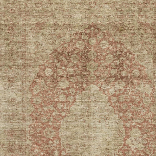 HomeRoots 8' X 10' Classic Rust and Beige Medallion Area Rug - Washable, Stain Resistant, UV Protected Design 696312