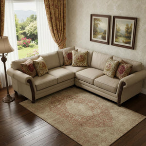 HomeRoots 9' X 12' Timeless Rust & Beige Medallion Area Rug – Washable, UV Protected & Pet-Friendly Design 696313