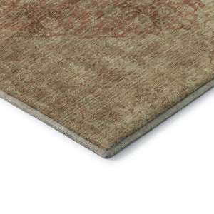 HomeRoots 10' X 14' Durable Rust and Beige Medallion Area Rug - Washable, UV-Protected, Perfect for Families 696314