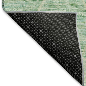 HomeRoots 8' Artichoke Green Teal Ivory Abstract Round Rug – Washable, UV-Protected, Stylish for Any Space! 696317