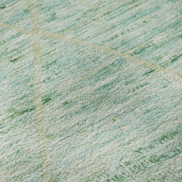 HomeRoots 8' Artichoke Green Teal Ivory Abstract Round Rug – Washable, UV-Protected, Stylish for Any Space! 696317