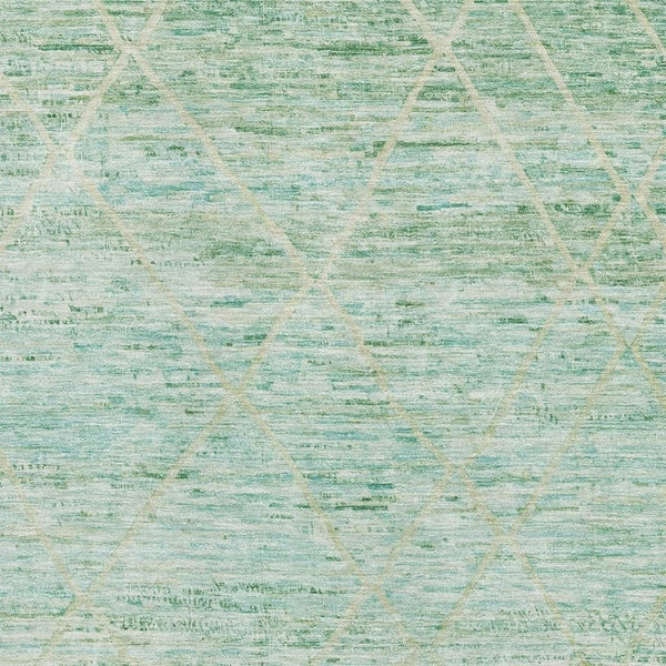HomeRoots 9' Artichoke Green Teal Ivory Abstract Geometric Washable Area Rug - UV Protected & Stain Resistant 696319