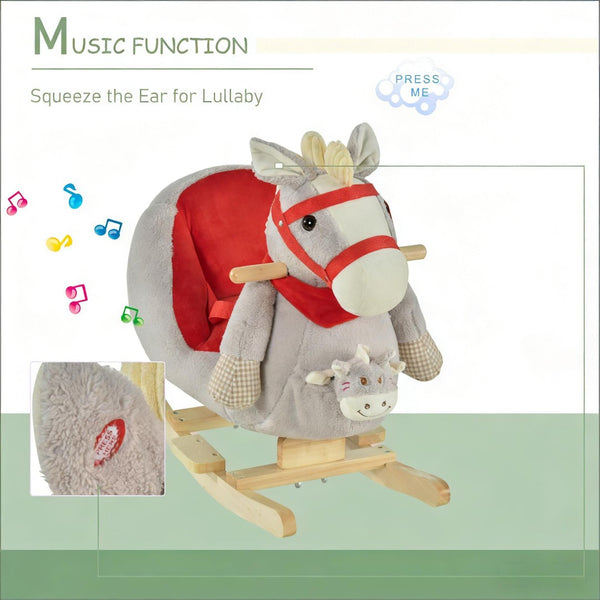 English Elm Dinosaur Plush Rocking Toy for Toddlers with Sound Effects and Wooden Base T3971P442607