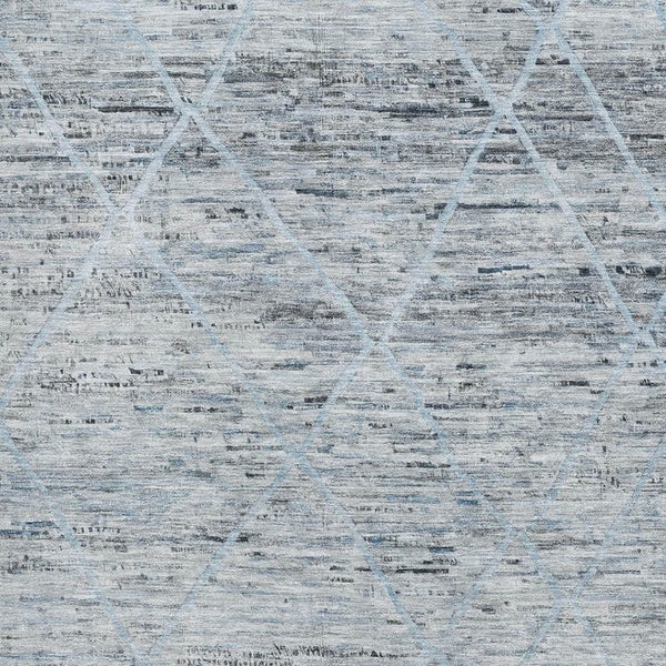 HomeRoots 5' X 8' Contemporary Blue-Gray & Silver Washable Area Rug with UV Protection for Busy Homes 696322