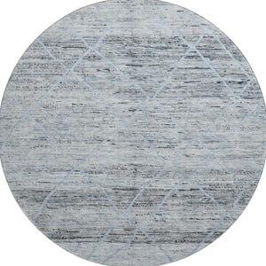 HomeRoots 8' Blue Gray Geometric Washable Round Rug - Durable, Stain Resistant, UV Protected for All Spaces 696323