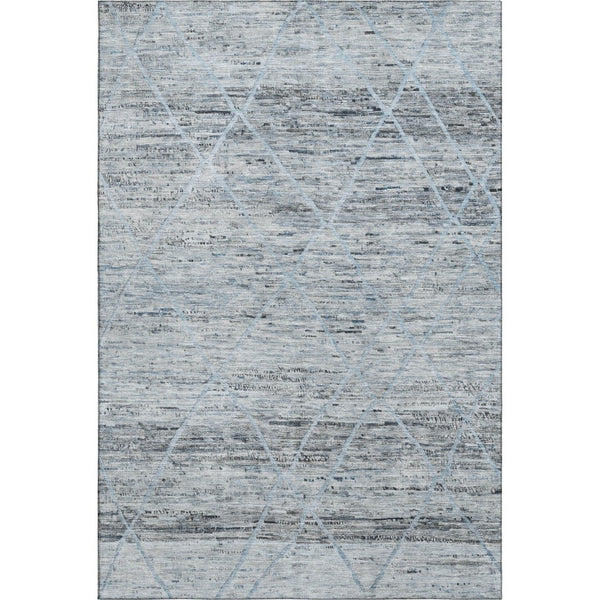 HomeRoots 8' X 10' Modern Blue Gray & Silver Abstract Geometric Washable Area Rug - UV Protected & Stain Resistant 696324