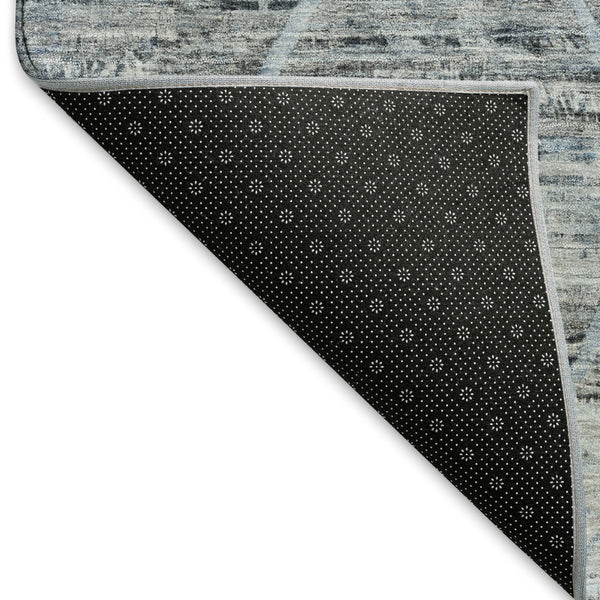 HomeRoots 8' X 10' Modern Blue Gray & Silver Abstract Geometric Washable Area Rug - UV Protected & Stain Resistant 696324