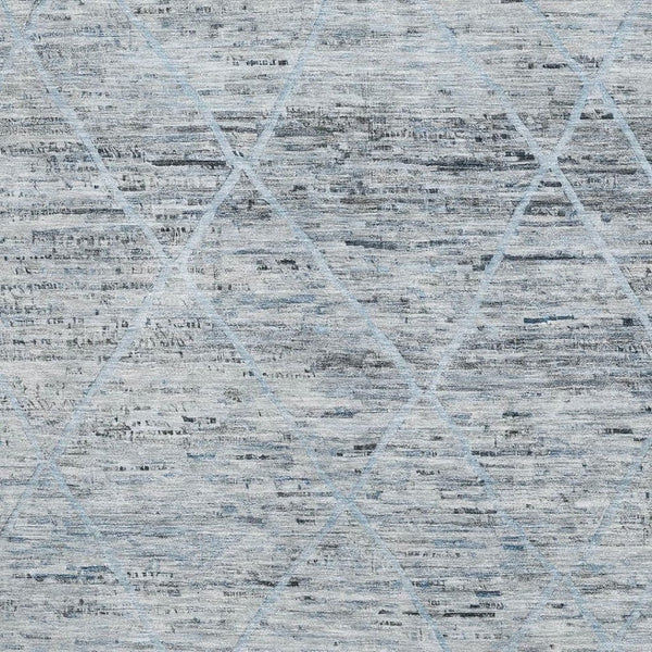 HomeRoots 8' X 10' Modern Blue Gray & Silver Abstract Geometric Washable Area Rug - UV Protected & Stain Resistant 696324