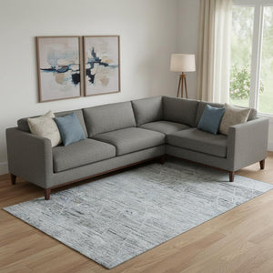 HomeRoots 10' X 14' Blue-Gray & Silver Geometric Area Rug – Washable, UV-Protected, Perfect for Busy Homes! 696326