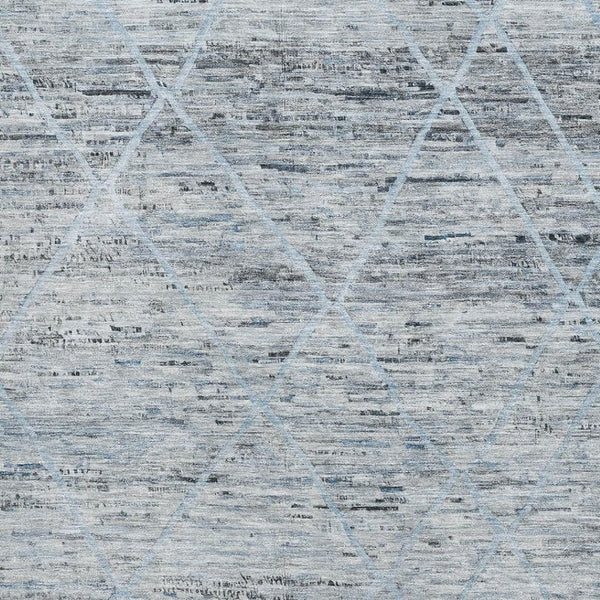 HomeRoots 10' X 14' Blue-Gray & Silver Geometric Area Rug – Washable, UV-Protected, Perfect for Busy Homes! 696326