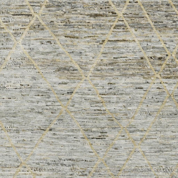 HomeRoots 5' Pewter Beige & Gold Abstract Geometric Washable Area Rug with UV Protection for Modern Spaces 696328