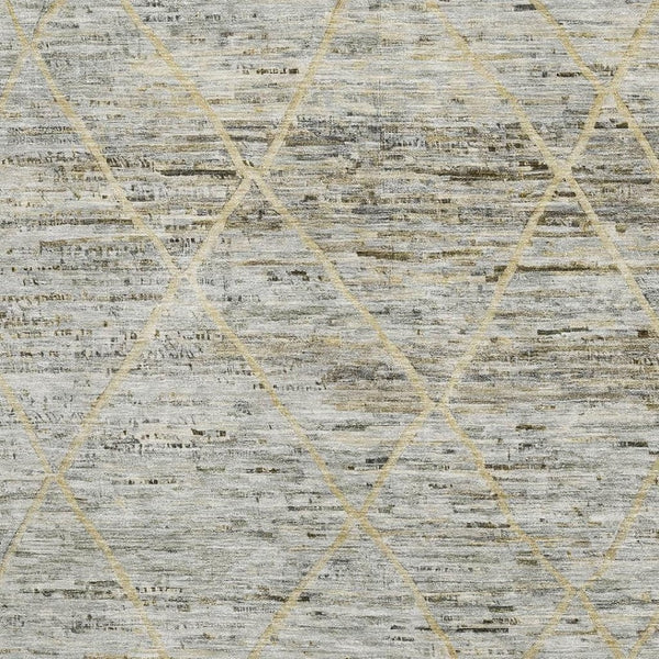 HomeRoots 9' X 12' Abstract Geometric Area Rug in Pewter Beige & Gold – Washable, Stain-Resistant, UV Protected 696331