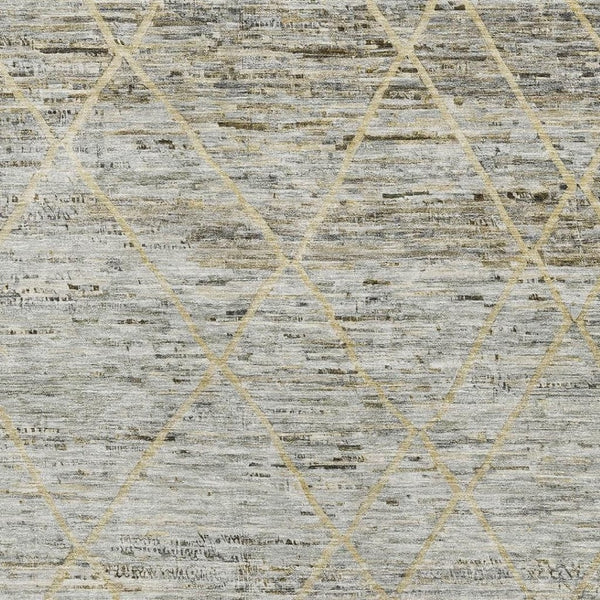 HomeRoots 10' X 14' Elegant Pewter Beige & Gold Abstract Geometric Washable Area Rug with UV Protection 696332