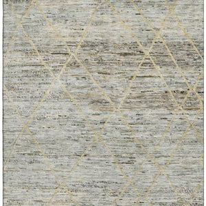 HomeRoots 10' X 14' Elegant Pewter Beige & Gold Abstract Geometric Washable Area Rug with UV Protection 696332