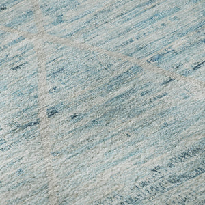 HomeRoots 8' Teal Beige and Ivory Abstract Geometric Round Rug - Washable, UV Protected & Non-Slip Design 696335