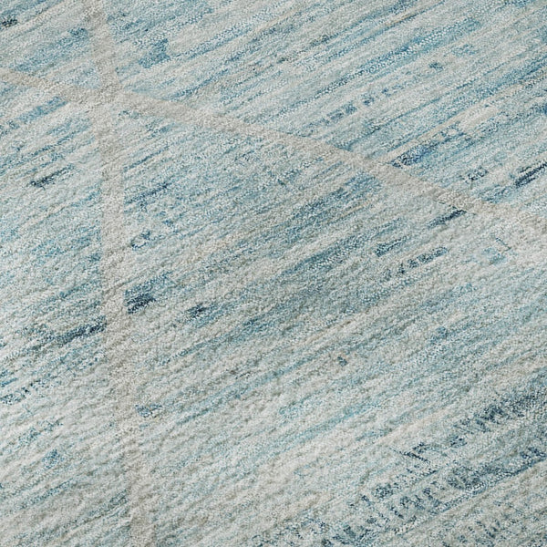 HomeRoots 8' Teal Beige and Ivory Abstract Geometric Round Rug - Washable, UV Protected & Non-Slip Design 696335