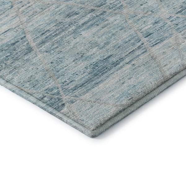 HomeRoots 9' X 12' Teal Beige Ivory Abstract Geometric Area Rug - Stylish, Washable, UV-Protected, Durable Design 696337