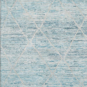 HomeRoots 9' X 12' Teal Beige Ivory Abstract Geometric Area Rug - Stylish, Washable, UV-Protected, Durable Design 696337