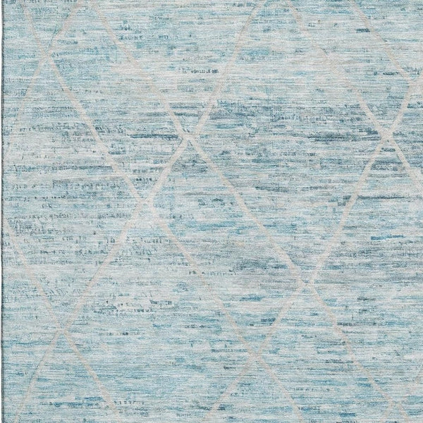 HomeRoots 9' X 12' Teal Beige Ivory Abstract Geometric Area Rug - Stylish, Washable, UV-Protected, Durable Design 696337