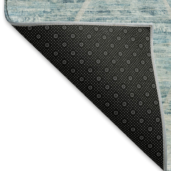 HomeRoots 10' Teal Beige Ivory Abstract Geometric Washable Area Rug – Durable, UV Protected & Stain Resistant! 696338