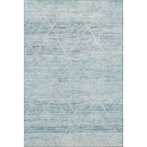 HomeRoots 10' Teal Beige Ivory Abstract Geometric Washable Area Rug – Durable, UV Protected & Stain Resistant! 696338