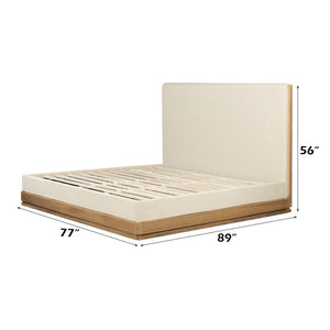 English Elm Zoey Eastern King Platform Bed Wire-brushed Oak Beige Upholstered Scandinavian Frame B2756S00022