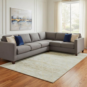 HomeRoots 8' X 10' Wheat Beige & Gold Abstract Geometric Area Rug - Washable, UV Protected, Stain Resistant! 696342