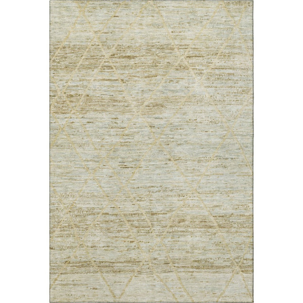 HomeRoots 8' X 10' Wheat Beige & Gold Abstract Geometric Area Rug - Washable, UV Protected, Stain Resistant! 696342