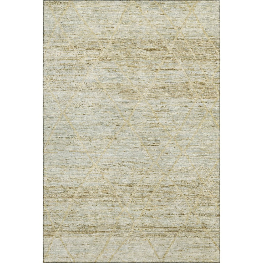 HomeRoots 9' X 12' Stylish Wheat Beige and Gold Abstract Geometric Area Rug - Washable, UV Protected, Durable Design 696343