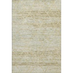 HomeRoots 9' X 12' Stylish Wheat Beige and Gold Abstract Geometric Area Rug - Washable, UV Protected, Durable Design 696343