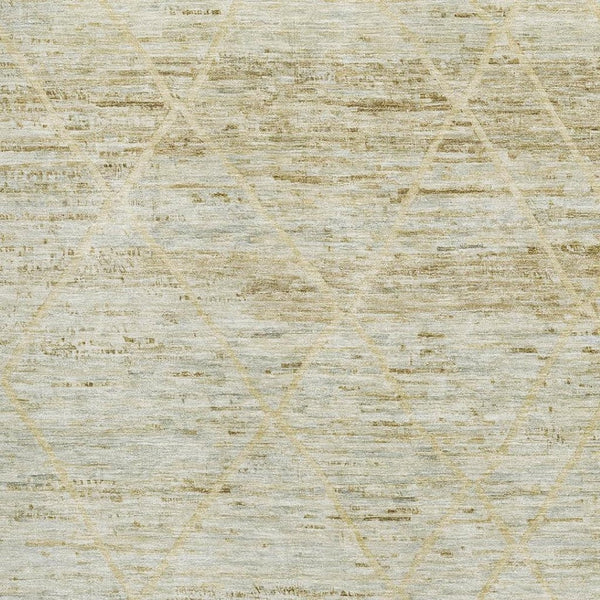 HomeRoots 9' X 12' Stylish Wheat Beige and Gold Abstract Geometric Area Rug - Washable, UV Protected, Durable Design 696343