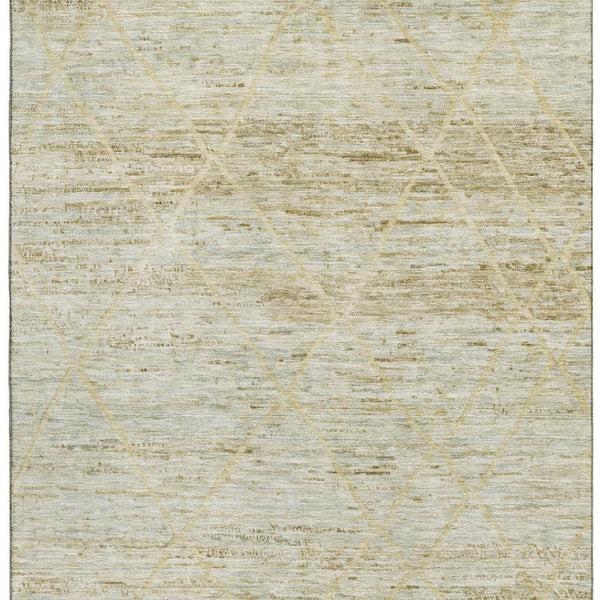 HomeRoots 9' X 12' Stylish Wheat Beige and Gold Abstract Geometric Area Rug - Washable, UV Protected, Durable Design 696343