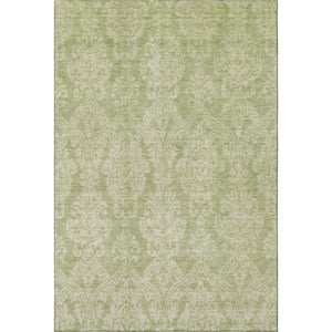 HomeRoots 8' X 10' Elegant Artichoke Green Damask Area Rug - Washable, UV Protected, Stain Resistant & Durable 696348