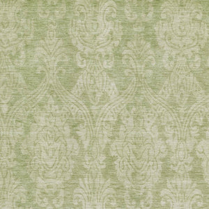 HomeRoots 10' Elegant Artichoke Green Damask Washable Area Rug - UV Protected, Pet-Friendly, Easy Care Design 696350