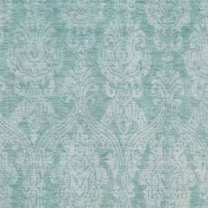 HomeRoots 8' X 10' Aqua Teal & Ivory Damask Area Rug – Washable, UV Protected, Durable for Family Spaces 696354