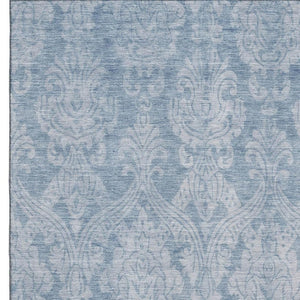 HomeRoots 5' X 8' Elegant Blue And Ivory Damask Area Rug - Washable, UV Protected, Stain Resistant, Durable Design 696358