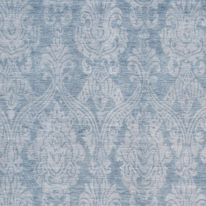 HomeRoots 8' X 10' Blue And Ivory Damask Area Rug – Washable, UV Protected, Stain Resistant for Stylish Spaces 696360