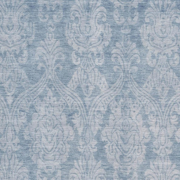 HomeRoots 8' X 10' Blue And Ivory Damask Area Rug – Washable, UV Protected, Stain Resistant for Stylish Spaces 696360