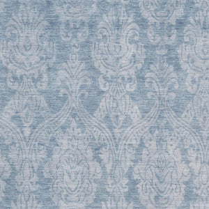 HomeRoots 9' X 12' Blue and Ivory Damask Area Rug - Washable, UV Protected, Stylish & Durable for High Traffic Areas 696361