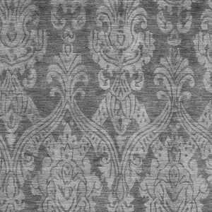 HomeRoots 8' X 10' Gray And Silver Damask Area Rug - Washable, UV Protected, Stain-Resistant & Non-Slip Backing 696366
